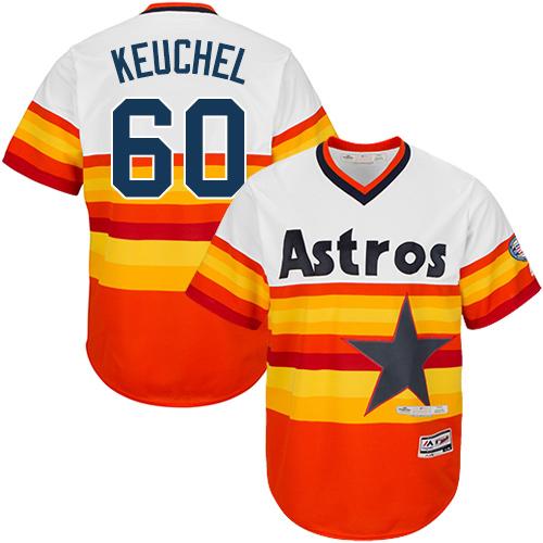 Astros #60 Dallas Keuchel White/Orange Cooperstown Stitched Youth MLB Jersey - Click Image to Close